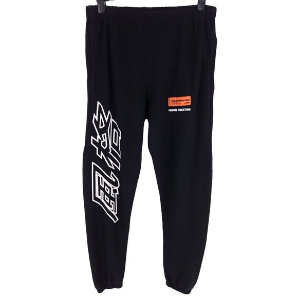 Heron Preston Tapered Printed Loopback Sweatpants Size L Mens Cotton-Jersey - Picture 2 of 15